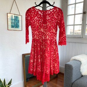 Free People sheer red lace dress